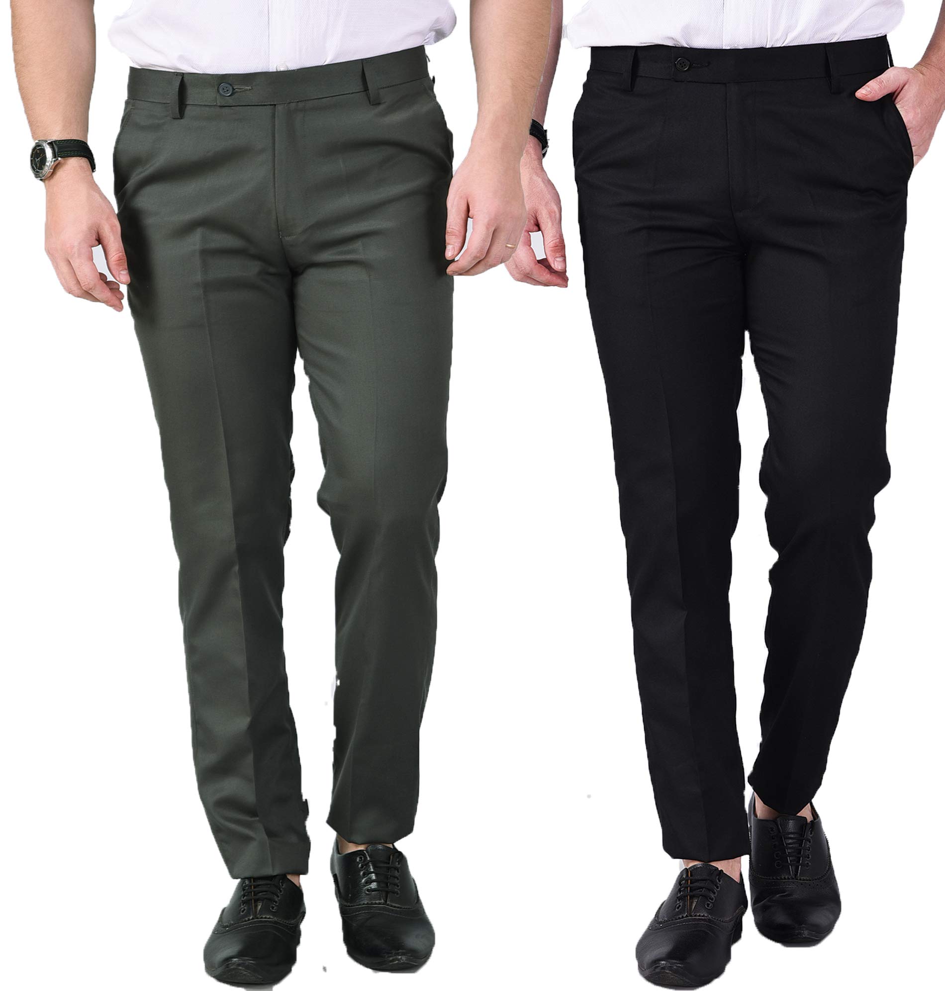 AD & AVMen's Regular Fit Polyester, Cotton Formal Trousers