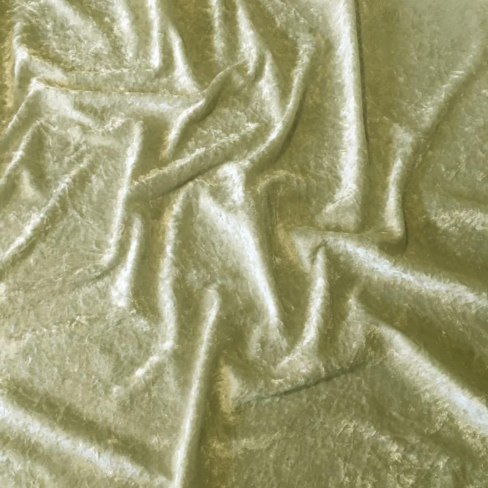 Discover Lifestyle & Fashion Fabrics Premium Crushed Velvet, Craft Dress Fabric Curtain Material 60" - 150cm Width (Cream)