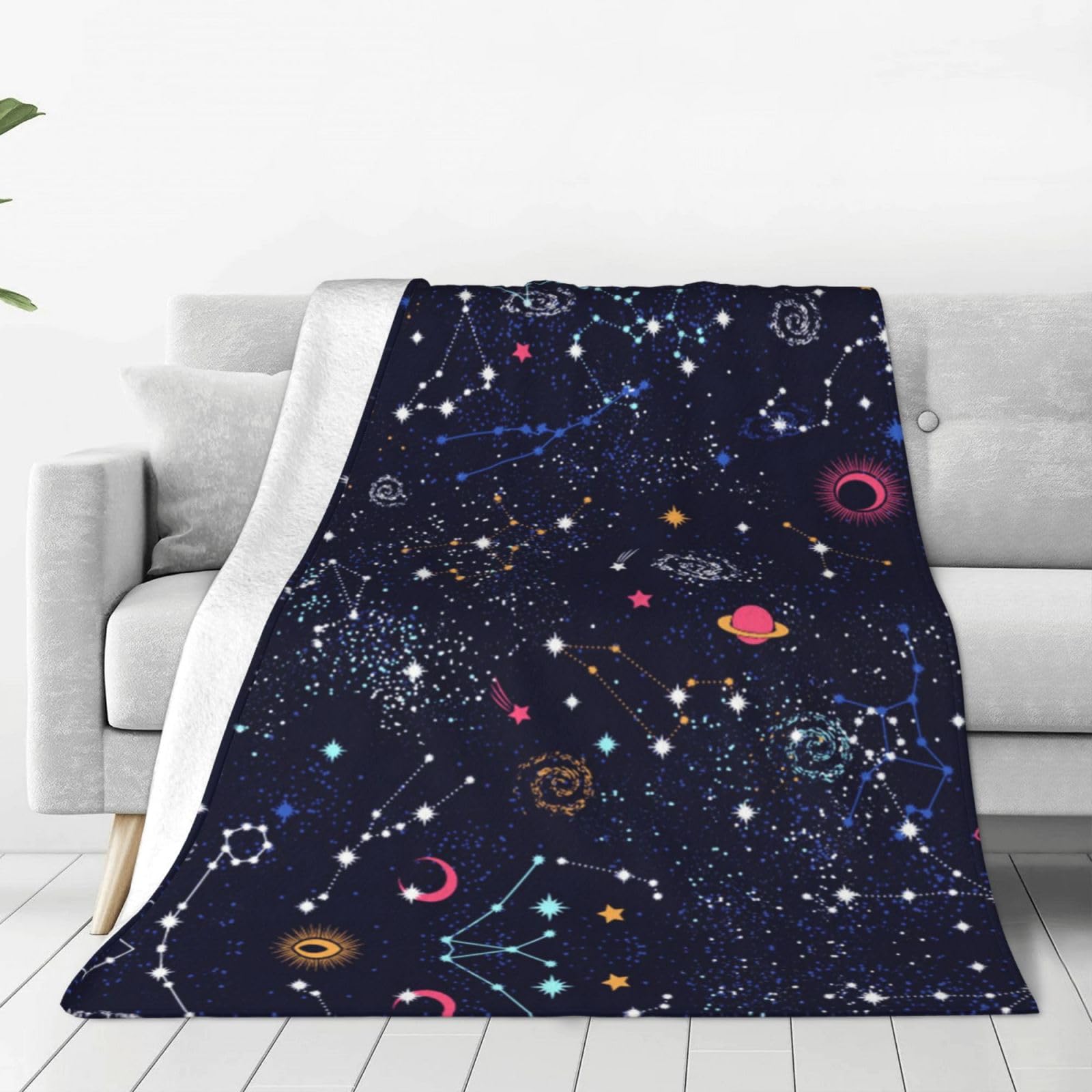 Couverture polaire imprimée carte constellation douce et chaude pour lit 127x101