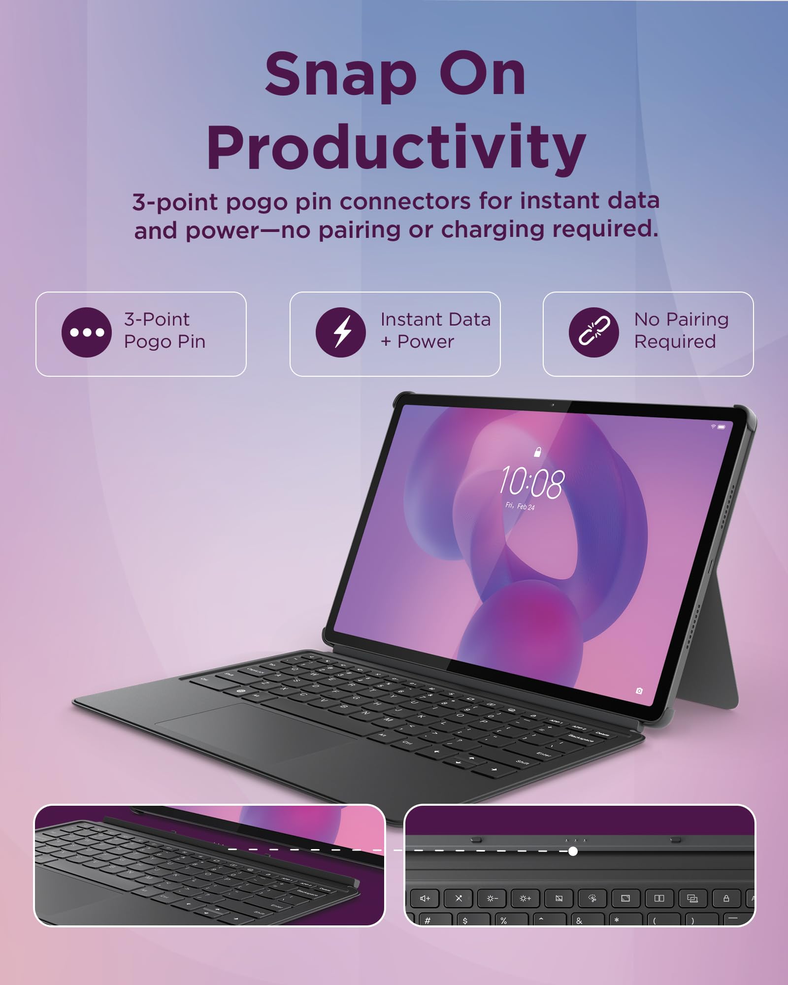 Lenovo Keyboard Pack for Idea Tab Pro, 2 in 1 Tablet Keyboard with