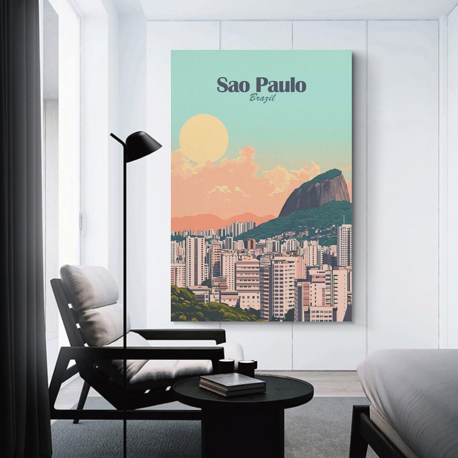 Junmoney Sao Paulo Cityscape(3) Canvas Wall Decor 24x36inch(60x90cm), for Calm Bedrooms, Home Corners Or Flats, An Easy Wall Refresh for Bedrooms