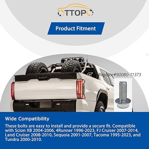 Miniatura 4 de Pernos de placa deslizante compatibles con Toyota 4Runner Tacoma FJ Cruiser Tundra Sequoia Land Cruiser 304 Acero inoxidable 0.472 in cabeza