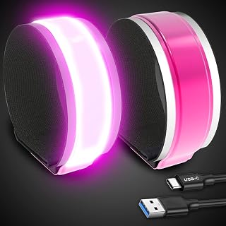 PEAKFIRE 2 Pack USB-C Rechargeable Safety Lights for Runners, 360° Reflective LED Bracelets Armbands Reflectors for Walking at Night