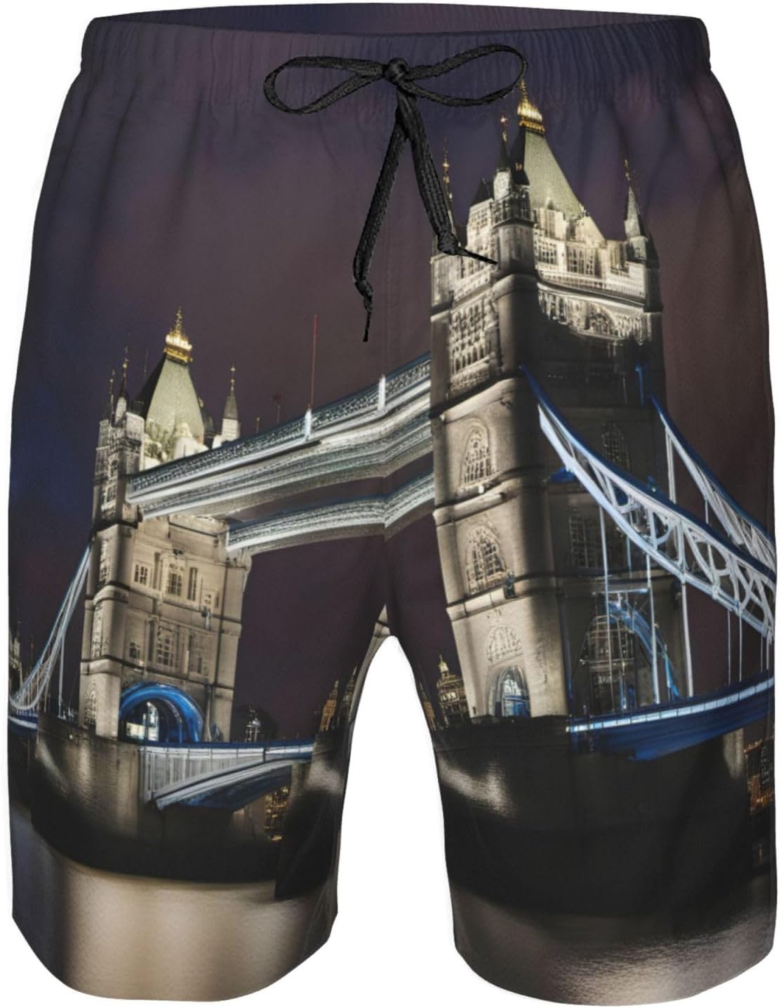 Mens Tower Bridge in London Print Beach Shorts,Casual Summer Shorts for Men,Quick Dry Polyester