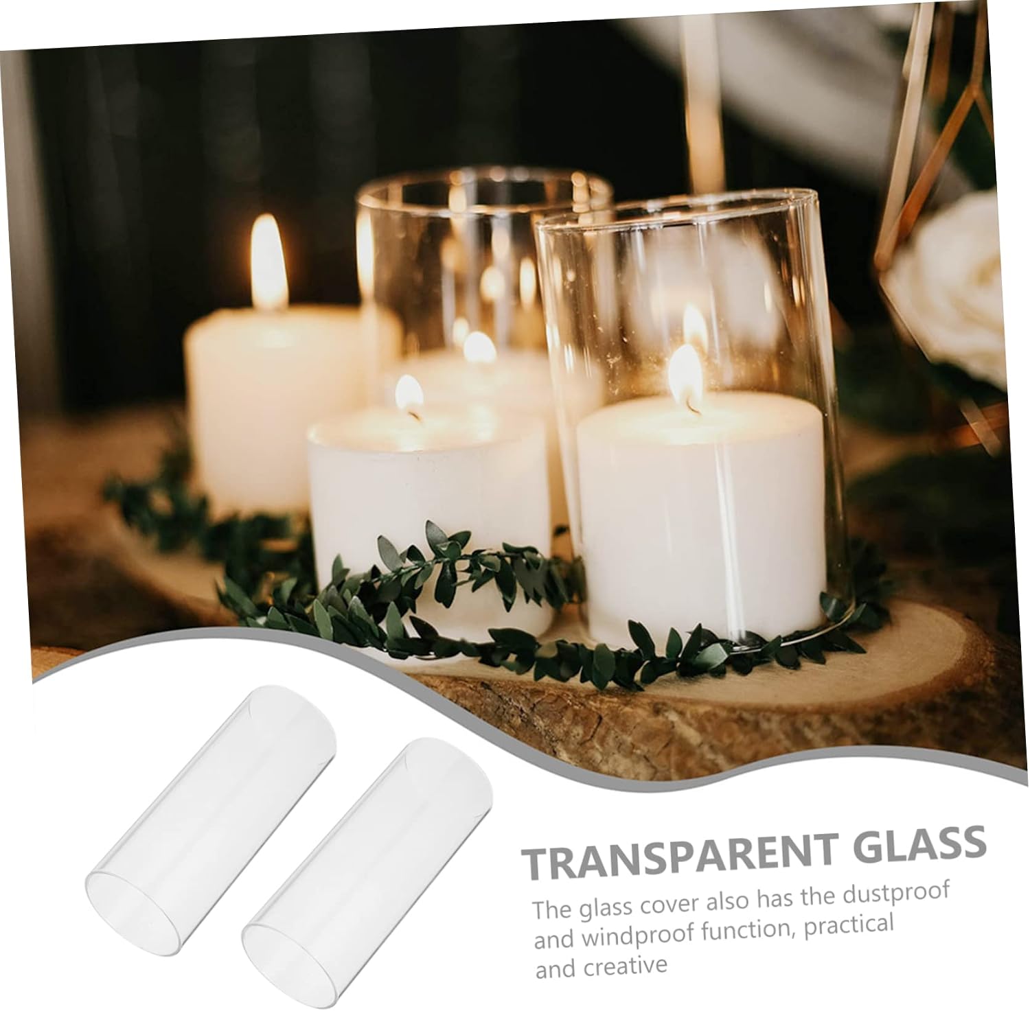 4pcs Decorative Glass Candle Lampshade Protective Covers Candle Tube Holder for Living Room