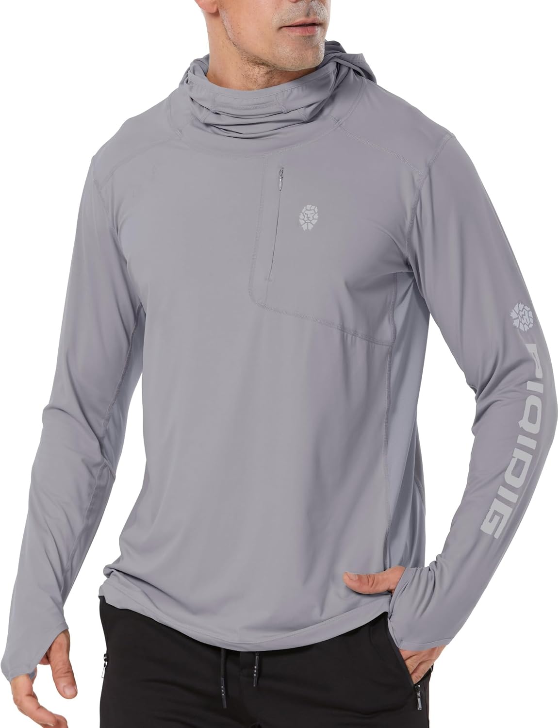 PIQIDIG Men's Sun Protection Hoodie Shirts UPF 50+ Long Sleeve Rash Guard Performance Athletic Running Hiking T-Shirt
