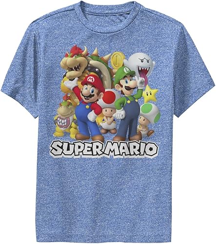 Nintendo Super Mario Group - Camiseta de manga corta para niños