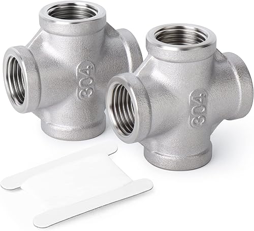 Miniatura 14 de TAISHER 2 piezas de accesorios de tubo en T de acero inoxidable 304, accesorios de tubo hembra NPT de 1-1/2" x 1-1/2" x 1-1/2