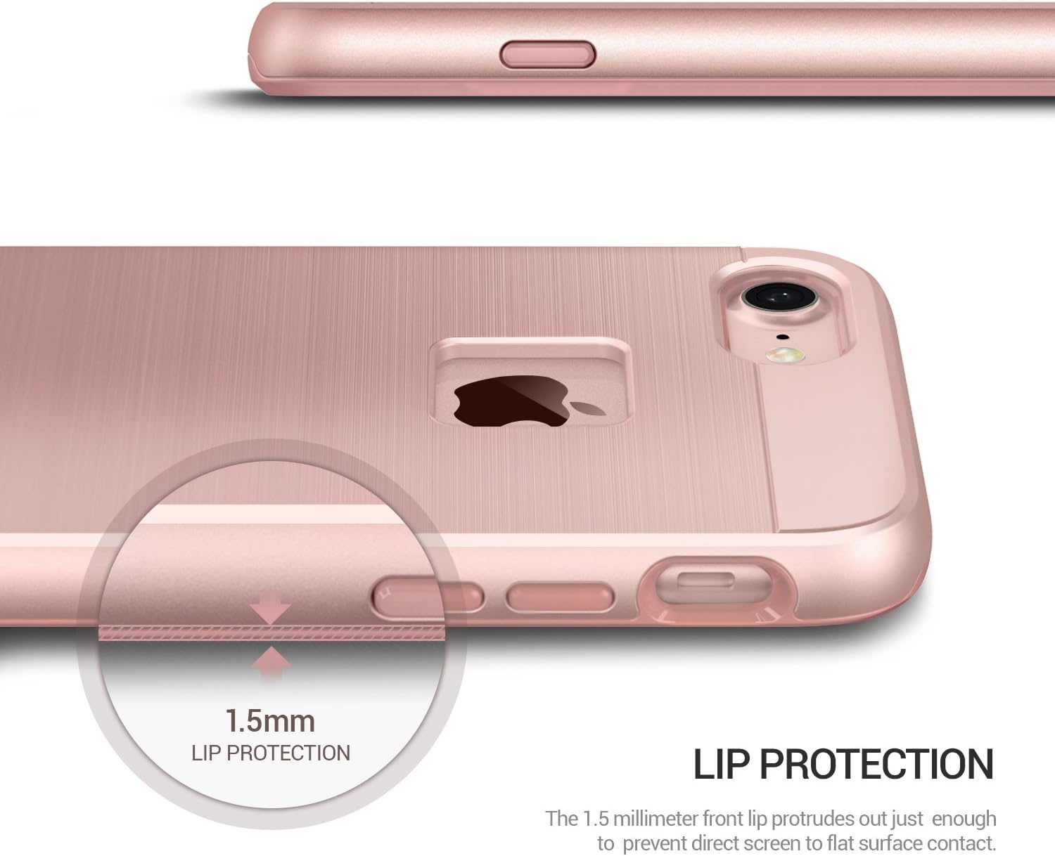 OBLIQ [Slim Meta] Designed for iPhone 8 Case, iPhone 7 [Military Grade Certified] Slim Metallic Brushed Premium Dual Layer Protection for iPhone 8 (Rose Gold)