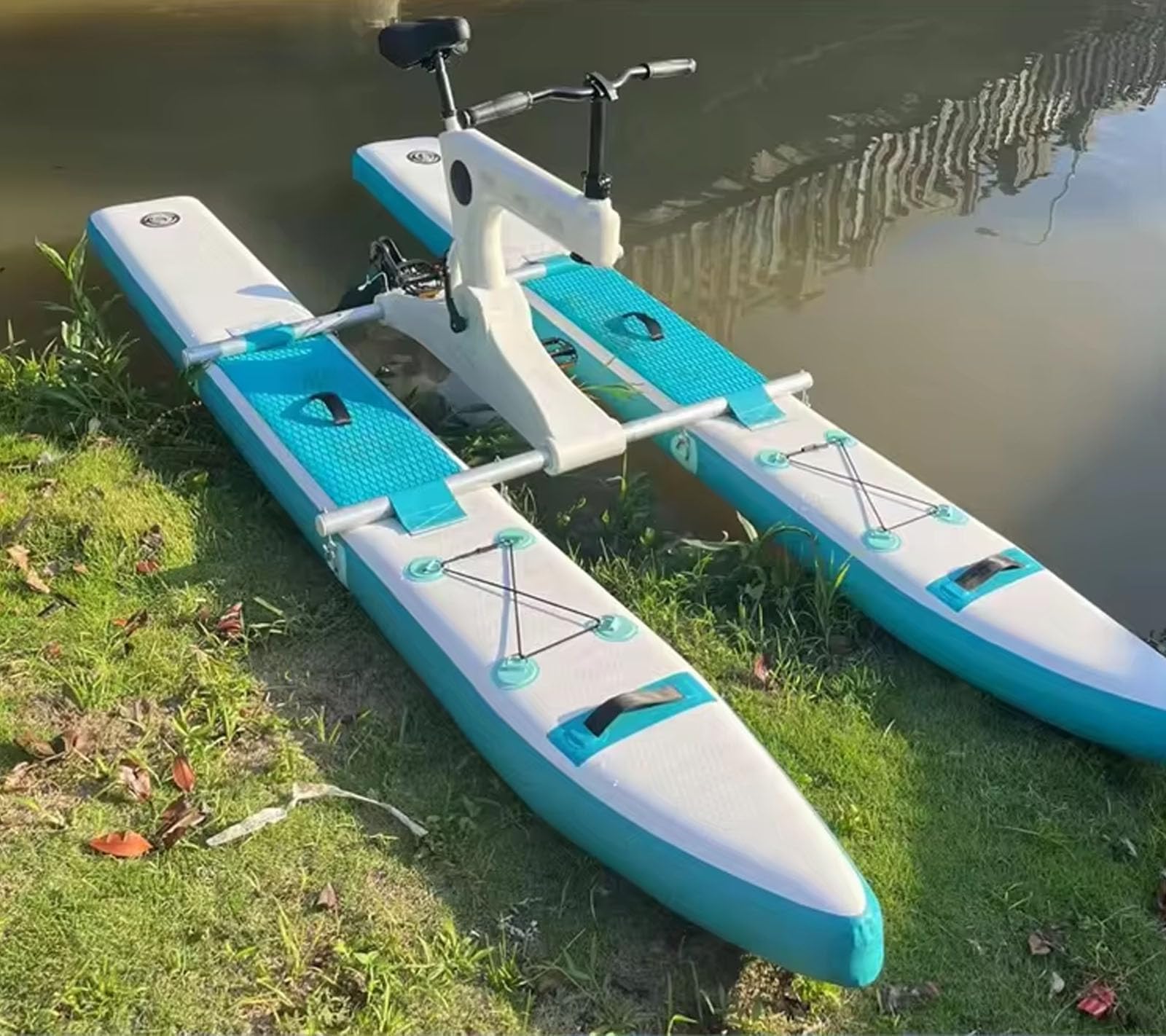 Water Bike for Lake Inflatable Pedal Boat for 1 Person Inflatable Water Bike Paddle Board Inflatable Fishing Kayak Water Floating Bicycle (B)