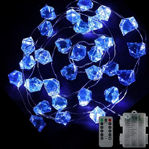 novrose Guirnalda de luces decorativas de cristal fluorita de cristal (acrílico) 30 luces LED de hadas de 10 pies, funciona con pilas, piedras novrose Guirnalda de luces decorativas de cristal fluorita de cristal (acrílico) 30 luces LED de hadas de 10 pies, funciona con pilas, piedras