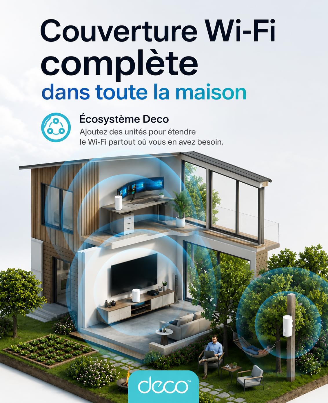 TP-Link Deco Routeur 5G Mesh WiFi 7 jusqu'à 3,6 Gbit/s, Deco BE25-5G | Nano SIM 5G, port 2,5G, réseau Deco Mesh, idéal sans box fibre, résidence secondaire ou télétravail