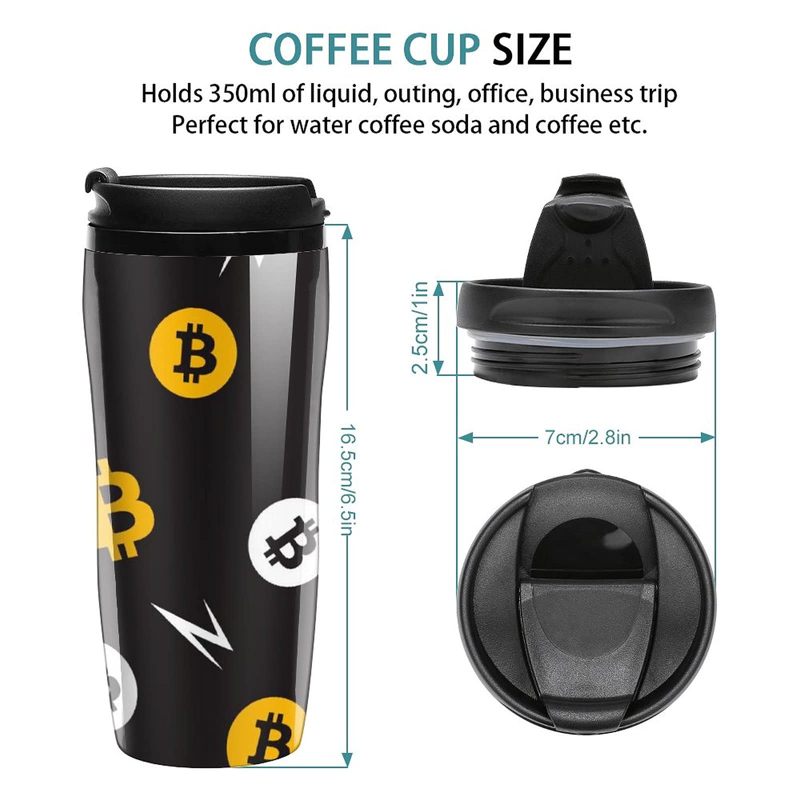 Amazon | ビットコイン パターン トラベル タンブラー コーヒー マグ プラスチック 蓋付き 二重壁 断熱 デザイン パターン プリント  カップ | タンブラーグラス 通販