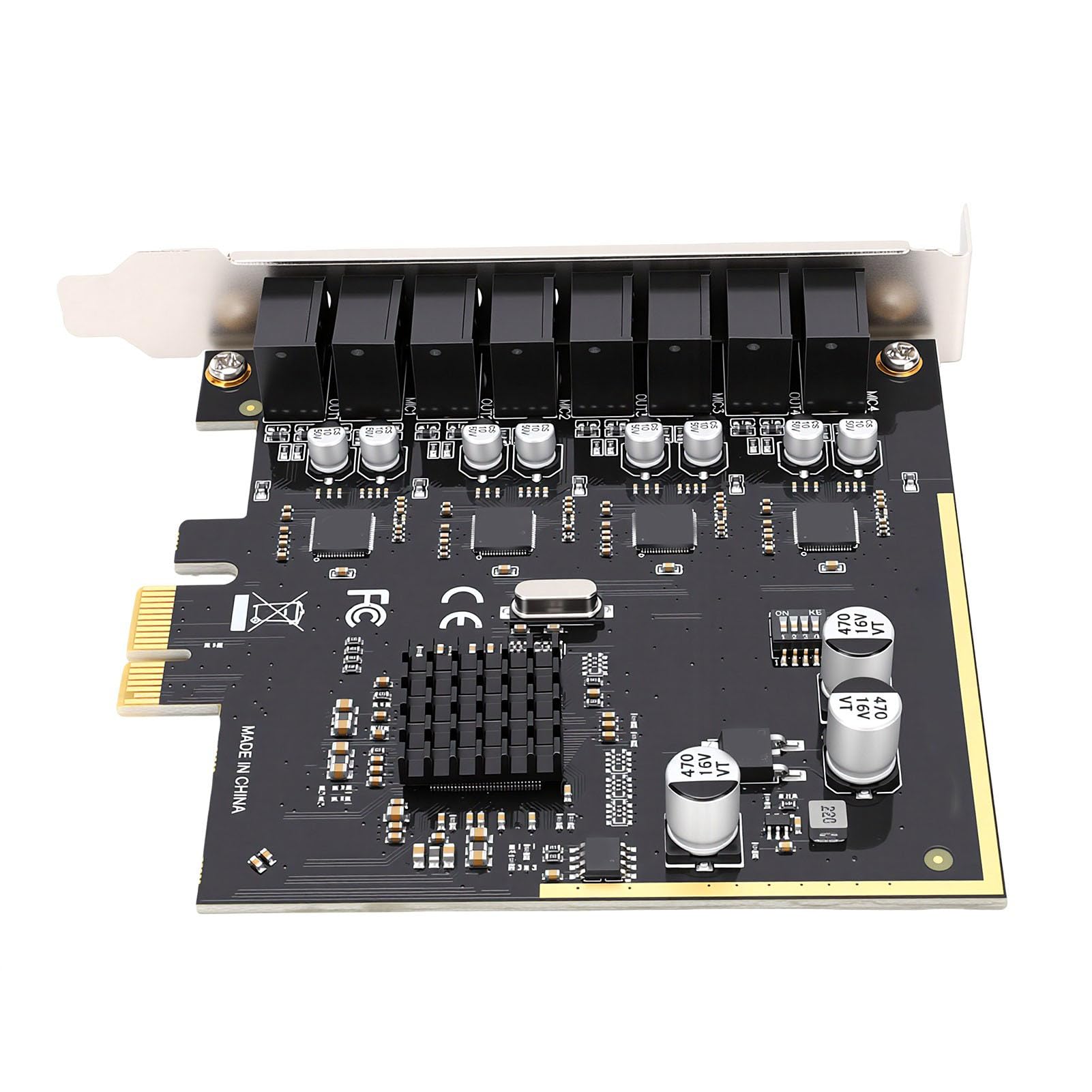 GOWENIC Tarjeta de Sonido PCIe de 4 Canales, HD, Reducción de Ruido por IA