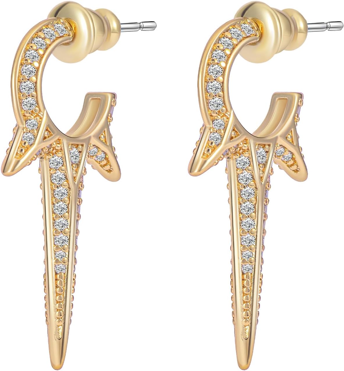 Obidos Gold Hoop Earrings -14K Gold Plated Statement Earrings - Spike Huggie Small Hoop Earrings for Women Boho Simple Hypoallergenic Earrings - Image 5