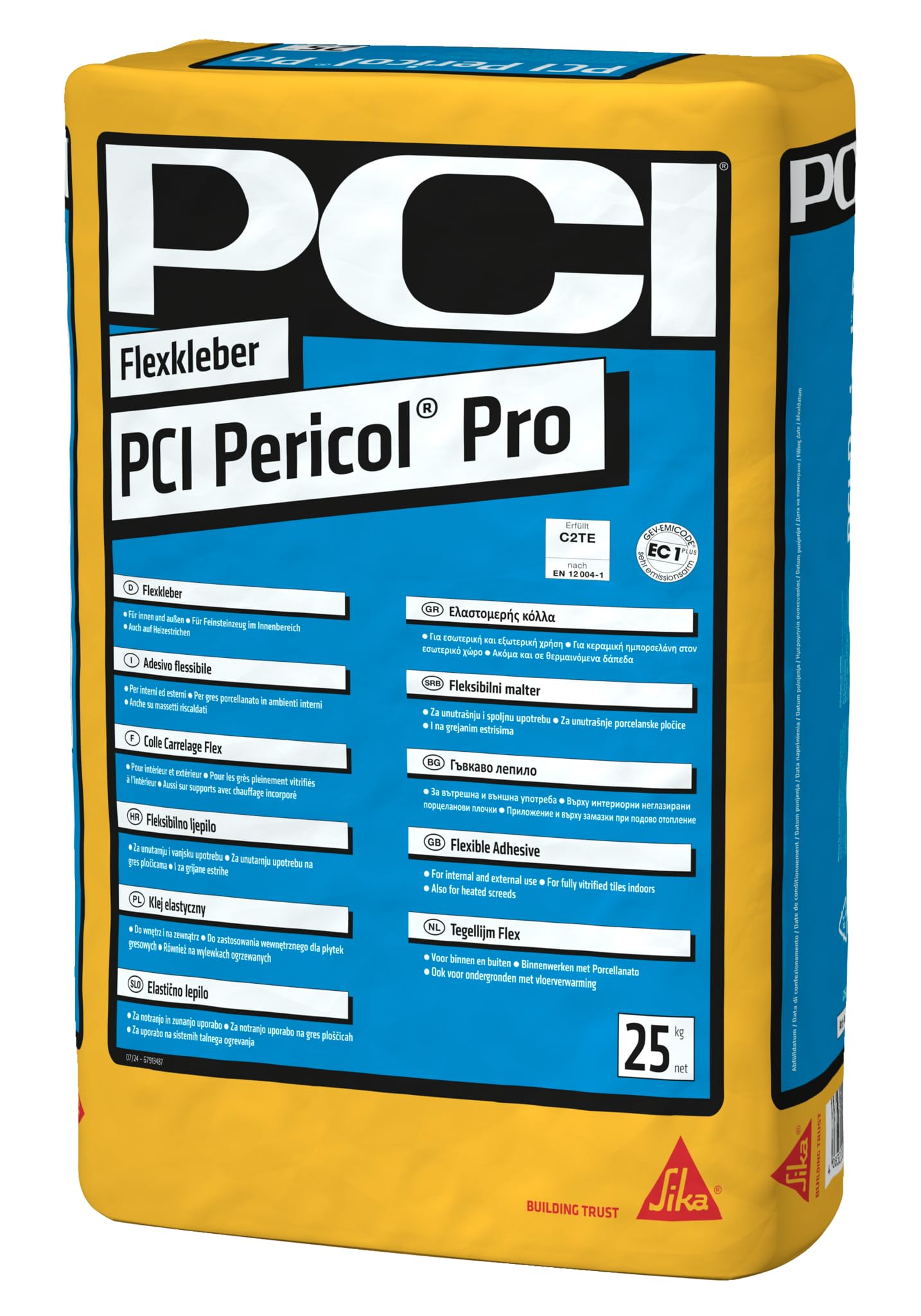 PCI CM 117 Adhesivo flexible gris 42 x 25 kg mortero para la colocación de baldosas y baldosas cerámicas Sika