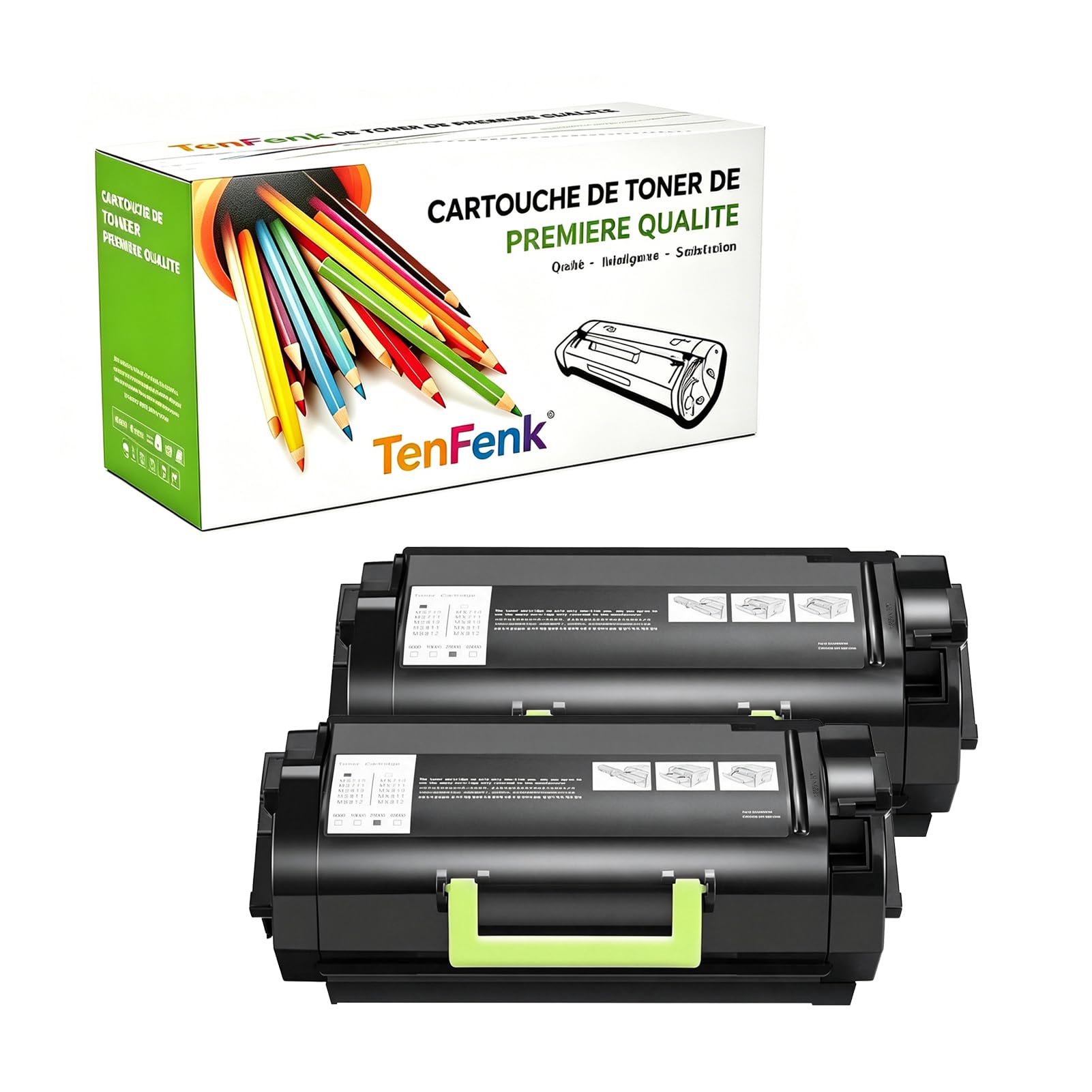 Compatible Reemplazo Cartucho De Tóner Para Lexmark MX710 62D1X00 Para Uso Con Lexmark MX710DE MX711DE MX810DE MX810DTE MX811DE MX812DE MX812DTE Impresora,(Negro- 45000 Páginas),2 pack