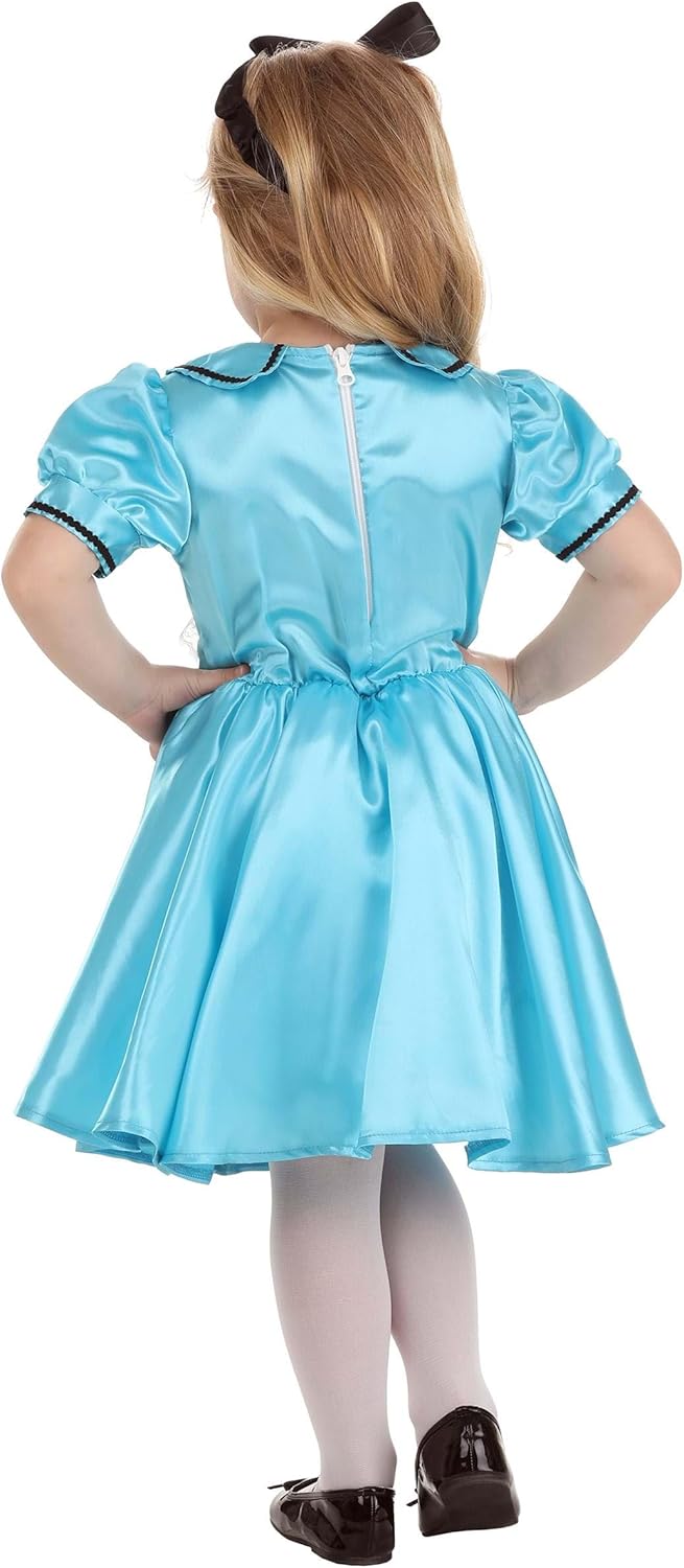 Adventurous Alice Toddler Costume - Dress with Lace-Edged Apron and Headband - Image 3