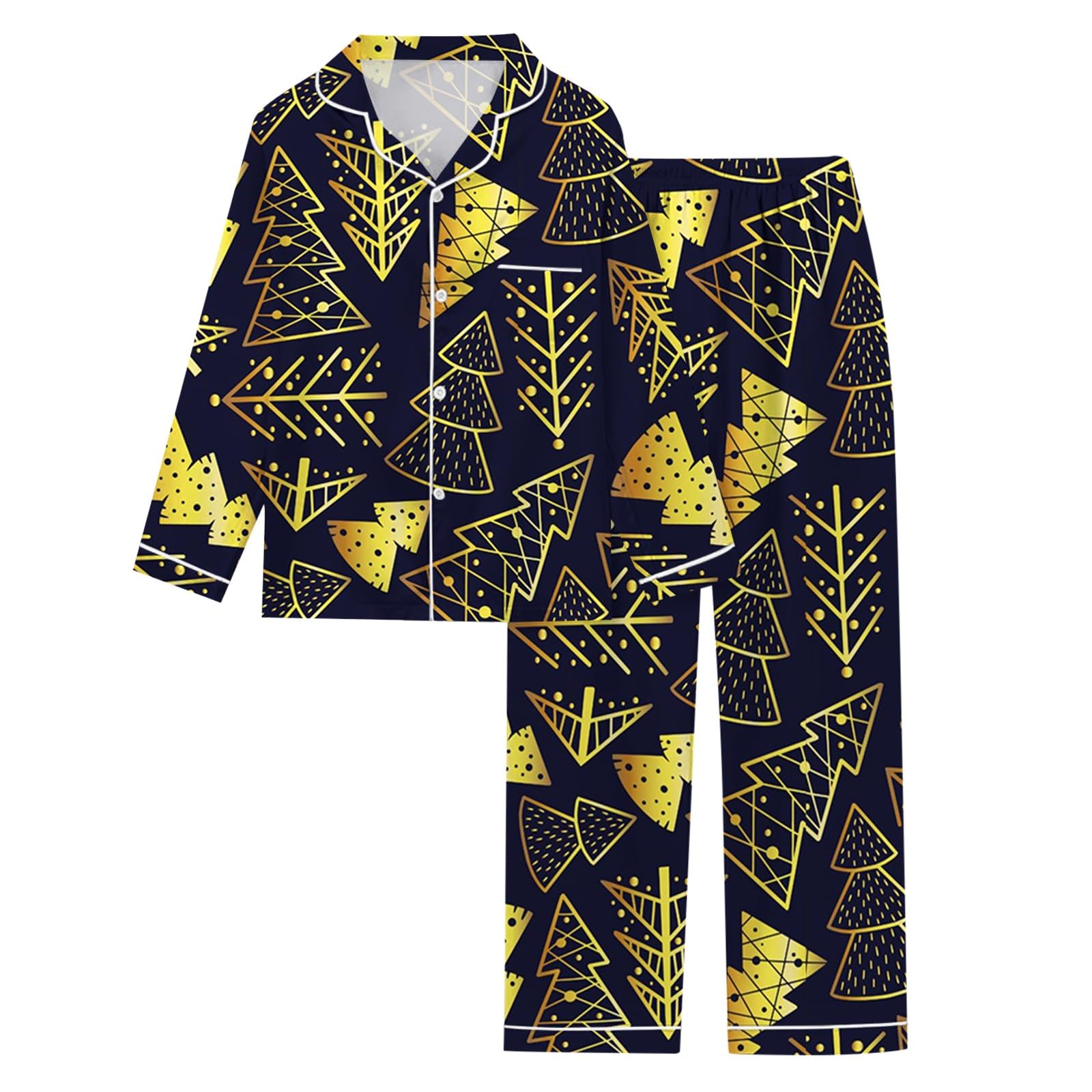 Pijama,Conjunto de Pijama Holgado de Manga Larga con Estampado de árbol de Navidad para Mujer