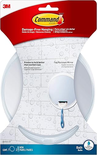Command Espejo resistente a la niebla 1 espejo 2 tiras resistentes al agua BATH15-ES organiza sin daños