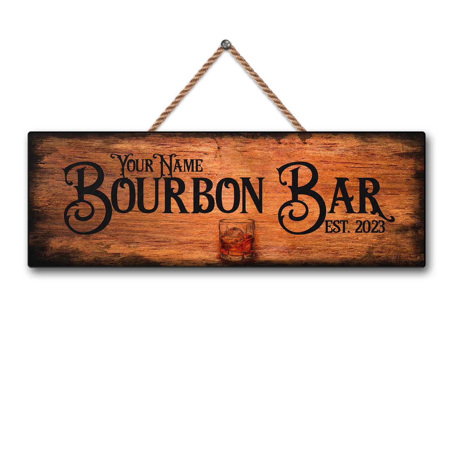 Artsy Woodsy Custom Bourbon Bar Wood Sign (Not Carved) Door Wall Art Plaque Accessories Decorations, Rustic Bar Sign, Vintage Lounge Home Pub Tasting Room Saloon Tavern Man Cave Gifts for Men Him (29)