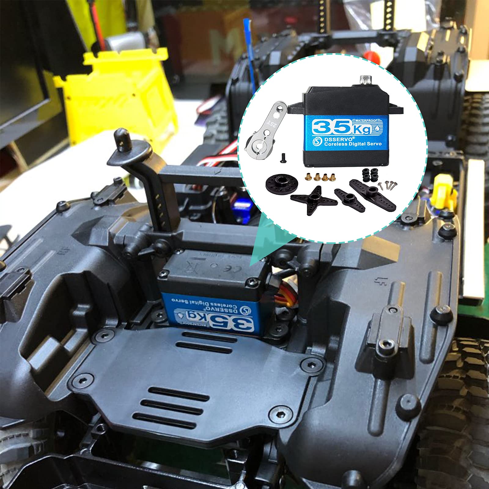 35KG Servomotore Digitale Coreless Ingranaggio in Acciaio Inossidabile 7.4V Coppia Elevata Impermeabile DS3235 con Braccio servo 25T per Robot per Auto RC (180 °