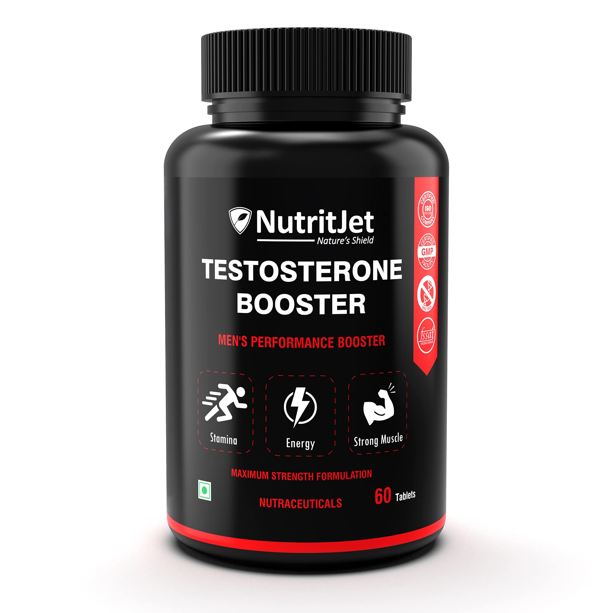 NutritJet Testosterone Booster For Men - Men's Muscle Growth growth and Energy support - 60 Veg. Tablet-image-27