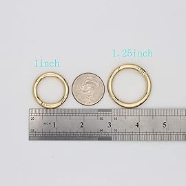 JWBIZ 15pcs Trigger Spring O Rings Round Carabiner Clip Snap for Keyrings Buckle, Bags,Purses (Gold, 1 inch)