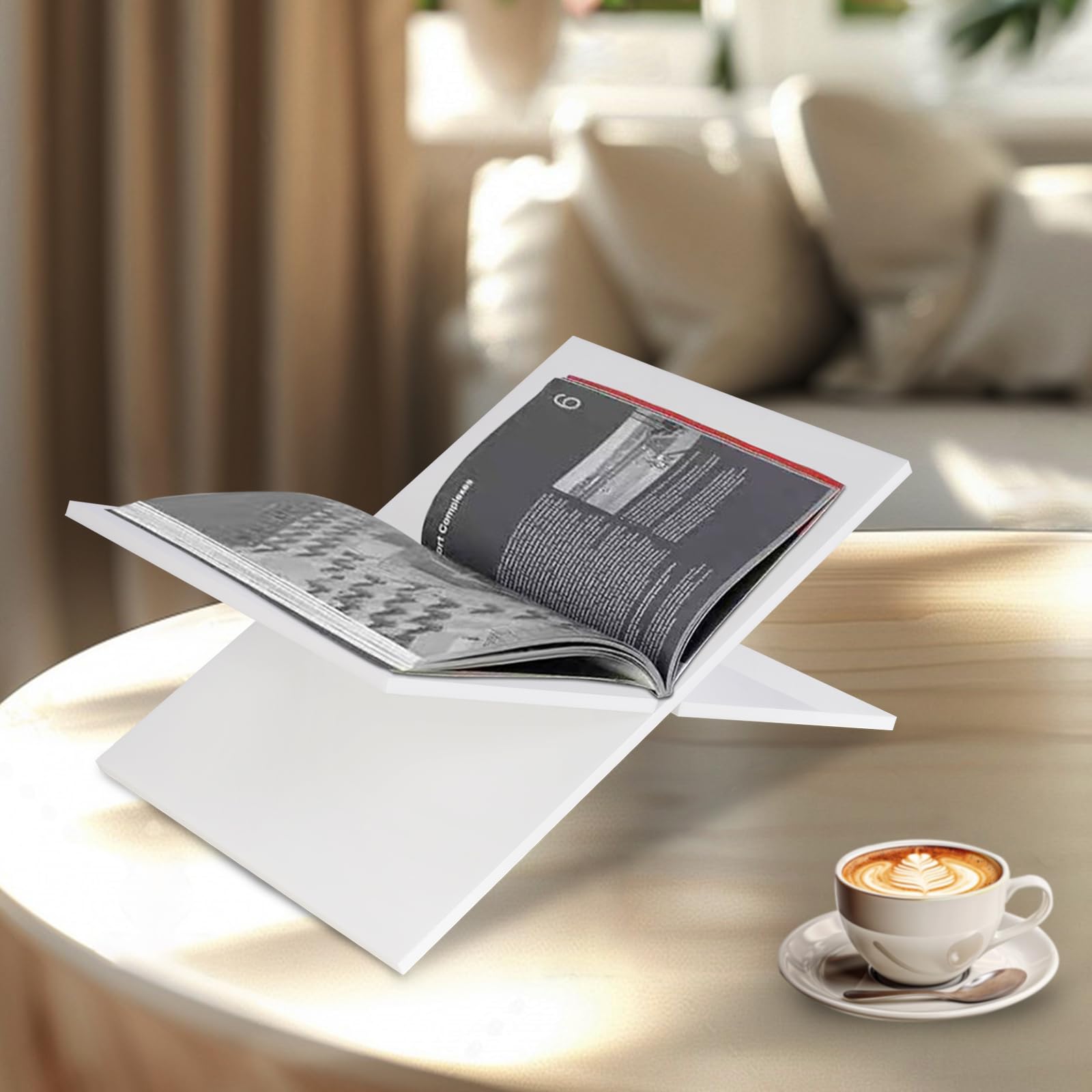 Portalibri in acrilico bianco – cornice a croce in acrilico per esposizione e lettura, adatto per arte, Bibbia, libro di cucina, cavalletto, riviste