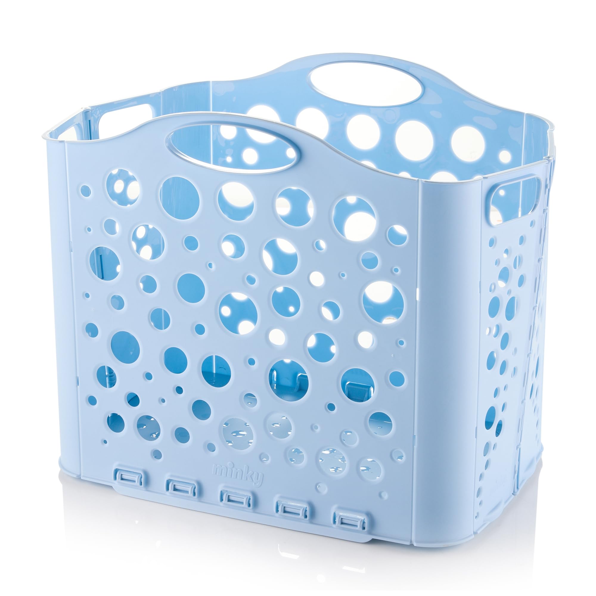 Minky Blue Flat Store Laundry Basket, 34L Collapsible Hamper With Handles