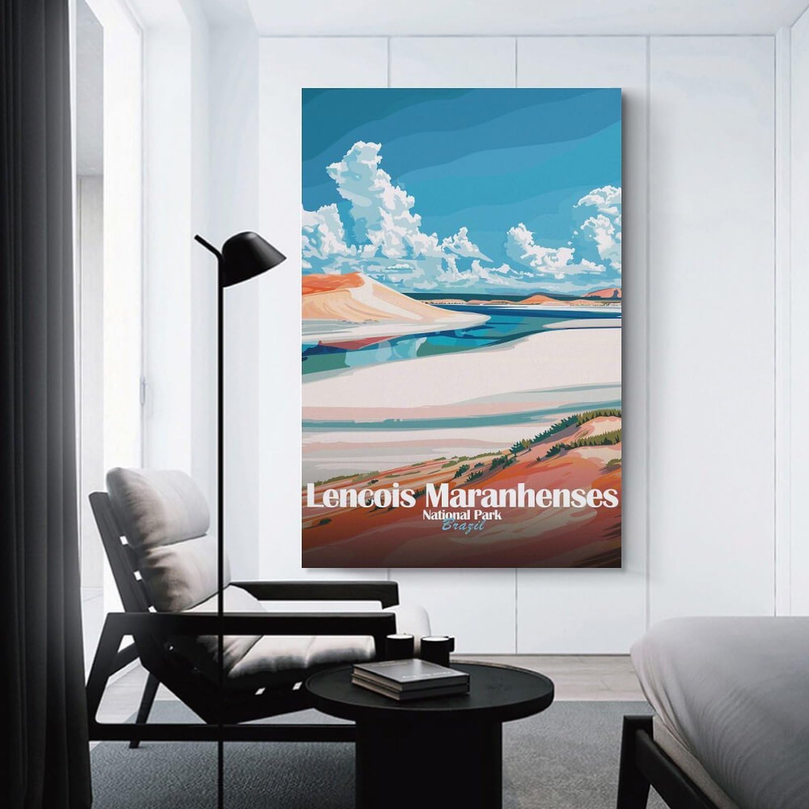 Junmoney Wall Decor Canvas Print Lencois Maranhenses National Park Brazil, 24x36inch(60x90cm), for Study, Office Or Focused Interiors, Wall Art That Adds Style to Work Areas