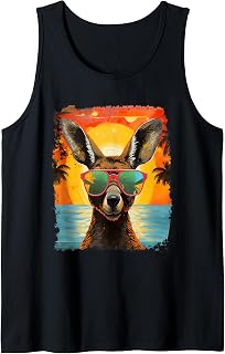 Pop Art Vintage Zoo Australia Animal Kangaroo Hawaiian Tank Top