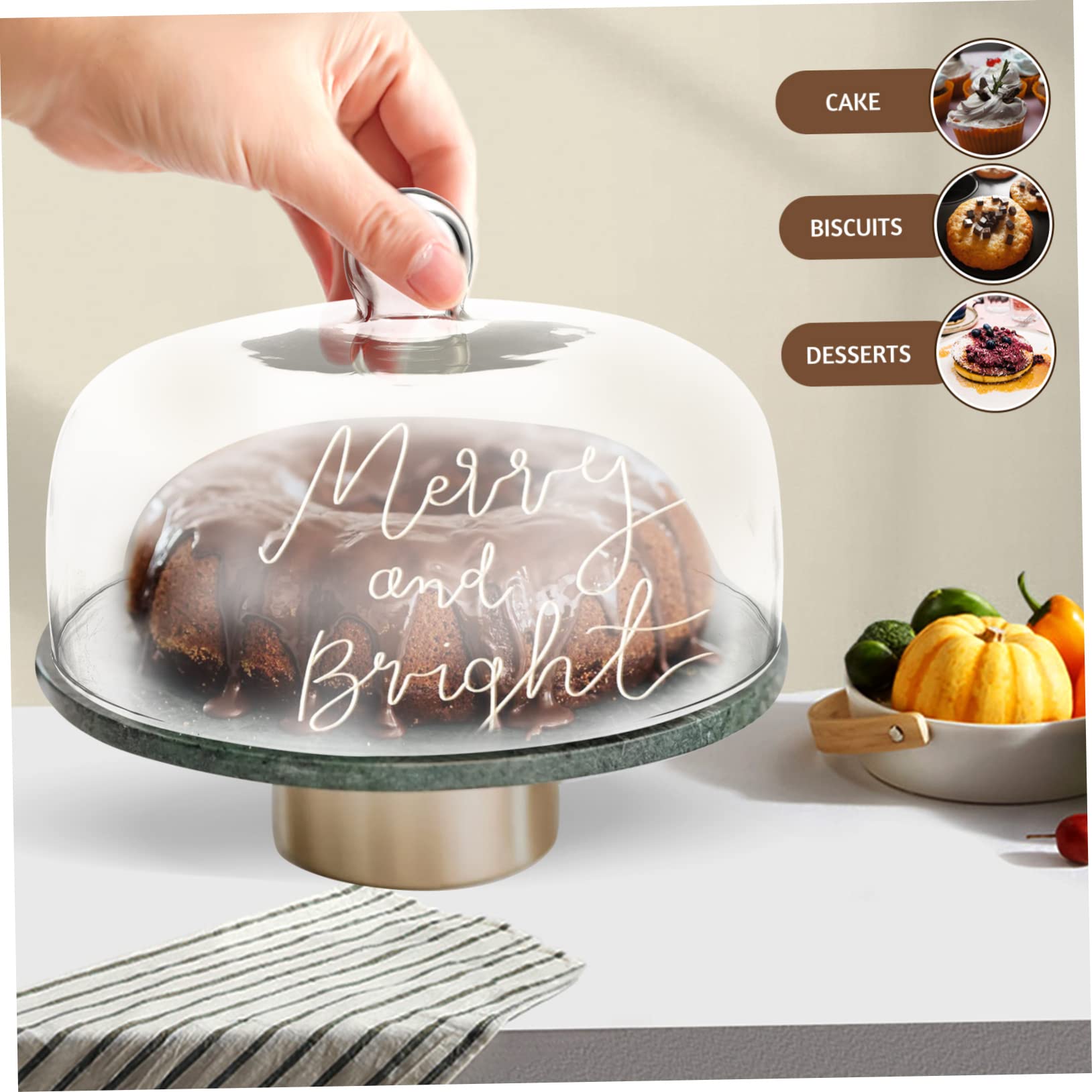Cabilock Kleiner Käseglocke aus Glas als Lebensmittelschutzabdeckung mit Bequemem Griff zur Sauberen Aufbewahrung von Kuchen und Lebensmitteln im Haushalt