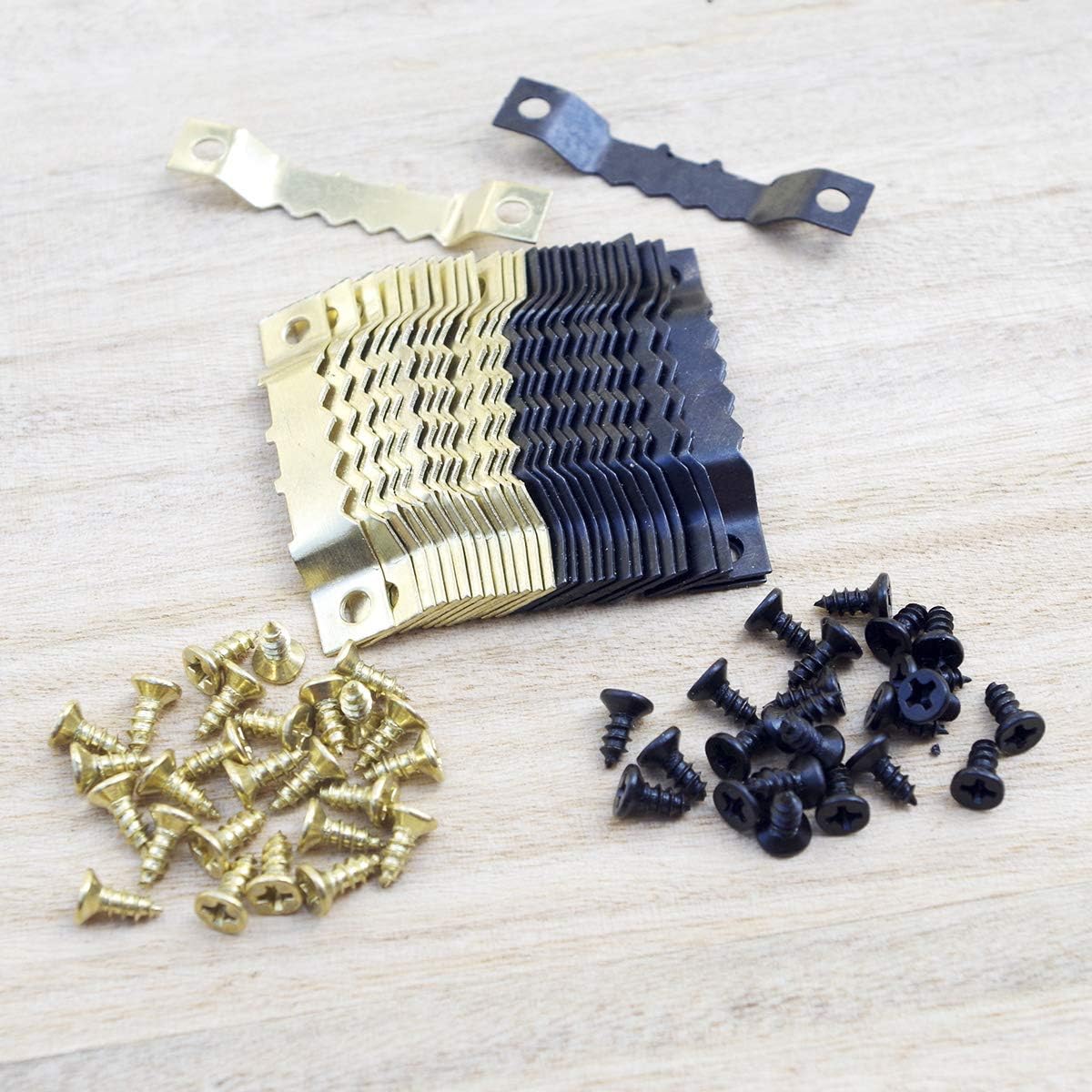 DaTools 120 Pcs Sawtooth Picture Hangers with Screws,Double Hole Sawtooth Hangers Photo Frame Sawtooth Hanging Hooks Kit Picture Hanging Hardware for Paintings Photos Art & Home Décor Golden : Home & Kitchen