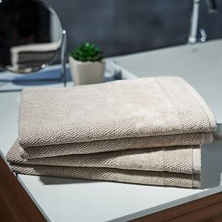 PURE HOME + LIVING Set of 4 Cotton Hand Towels (Beige)