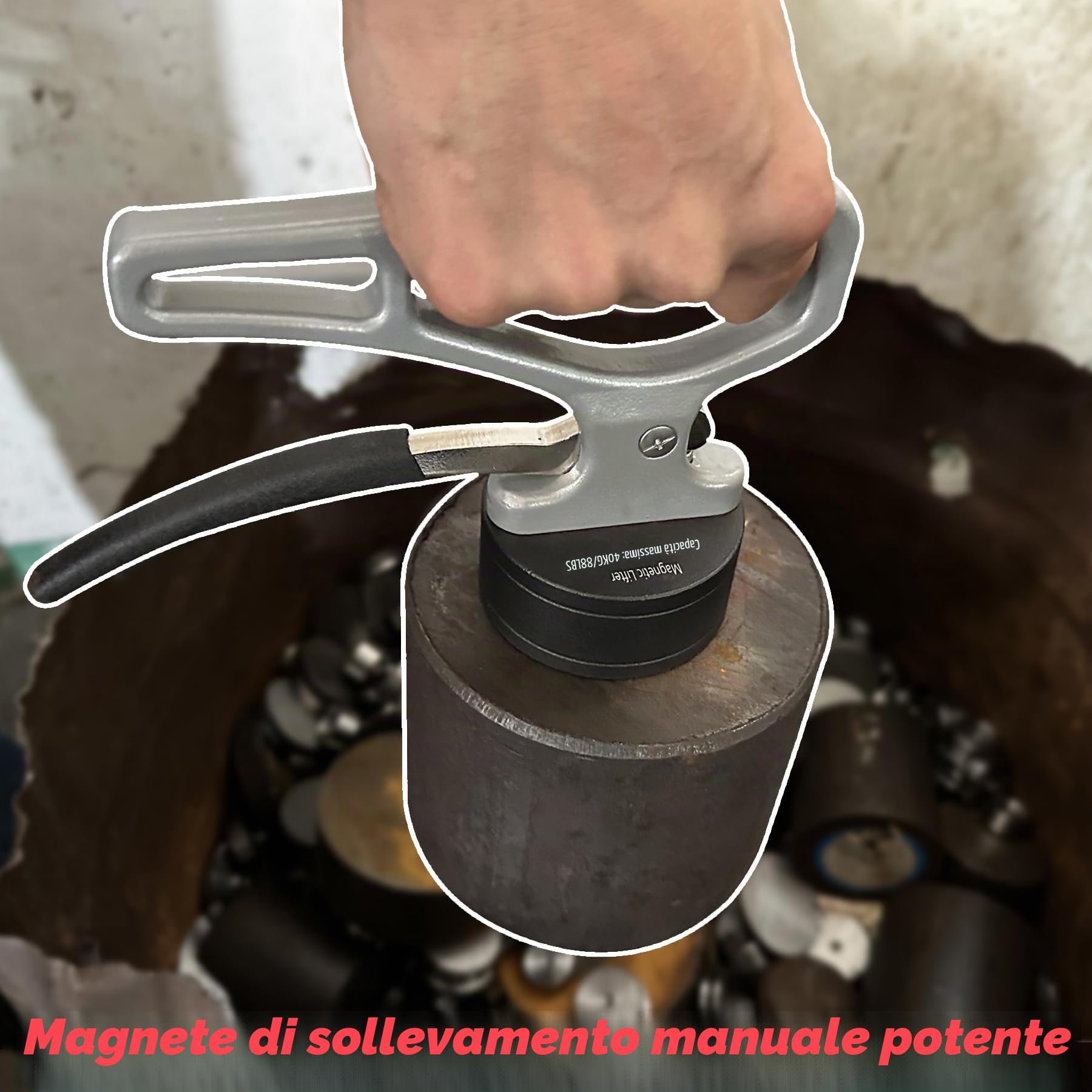 MUTUACTOR Forte supporto magnetico manuale, 1 set, magnete al neodimio con impugnatura stabile, facile da svitare, strumento per afferrare oggetti in metallo pesante
