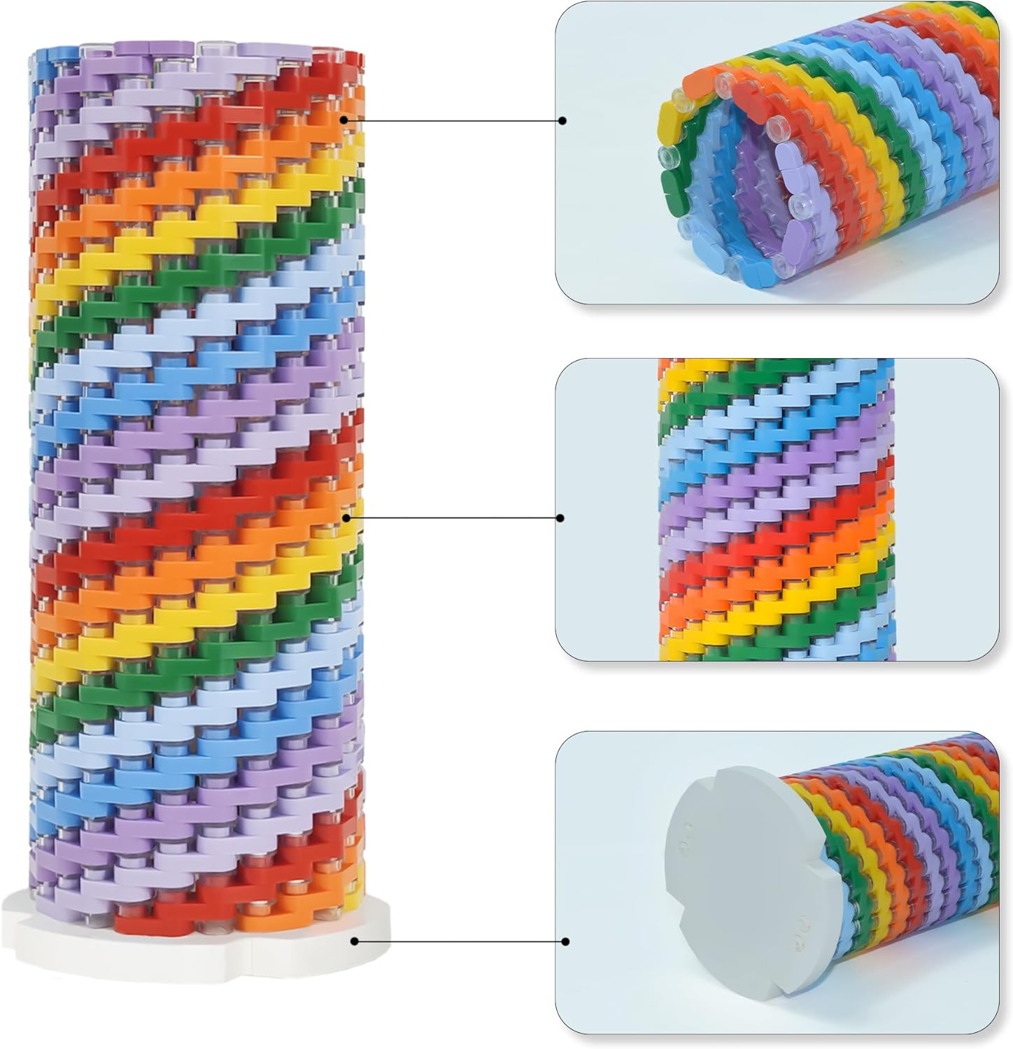 Detailed view of the HI-REEKE Model 3008 Building Block Flower Vase showing the colorful interlocking pieces and internal structure