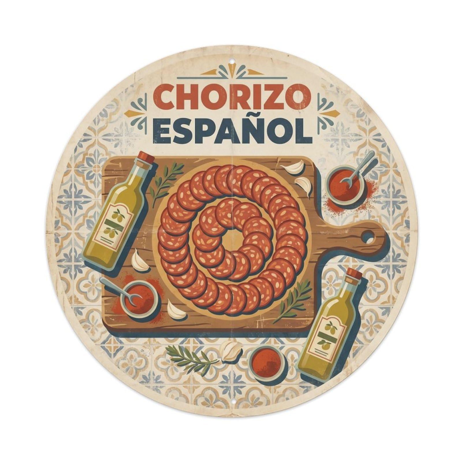 Spanish Chorizo Charcuterie Cuisine Heritage Metal Tin Sign