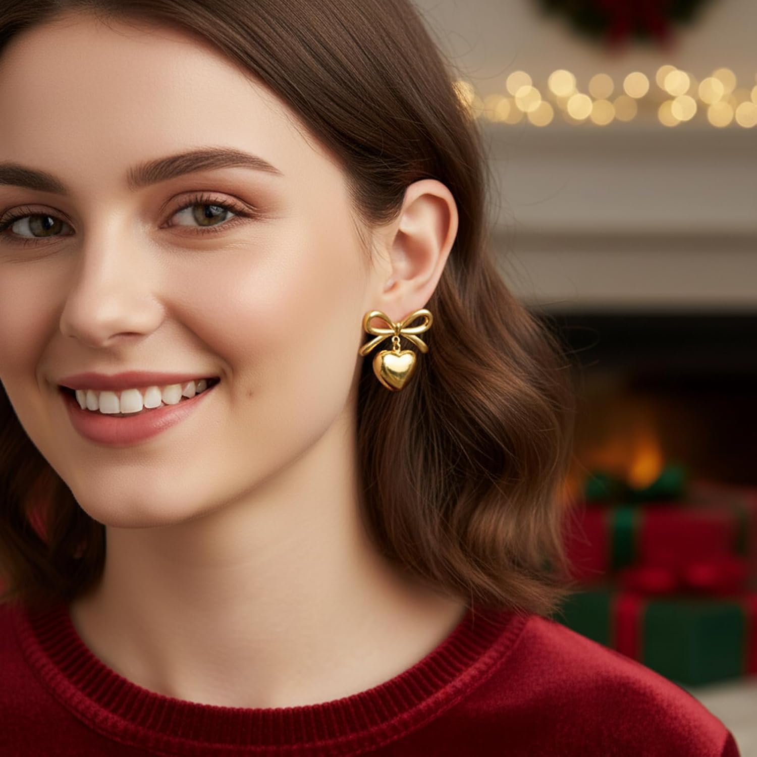 Gold Bow Earrings for Women 18K Gold Plated Bow Earrings Gold Ribbon Earring Jewelry Gift for Women - Image 3