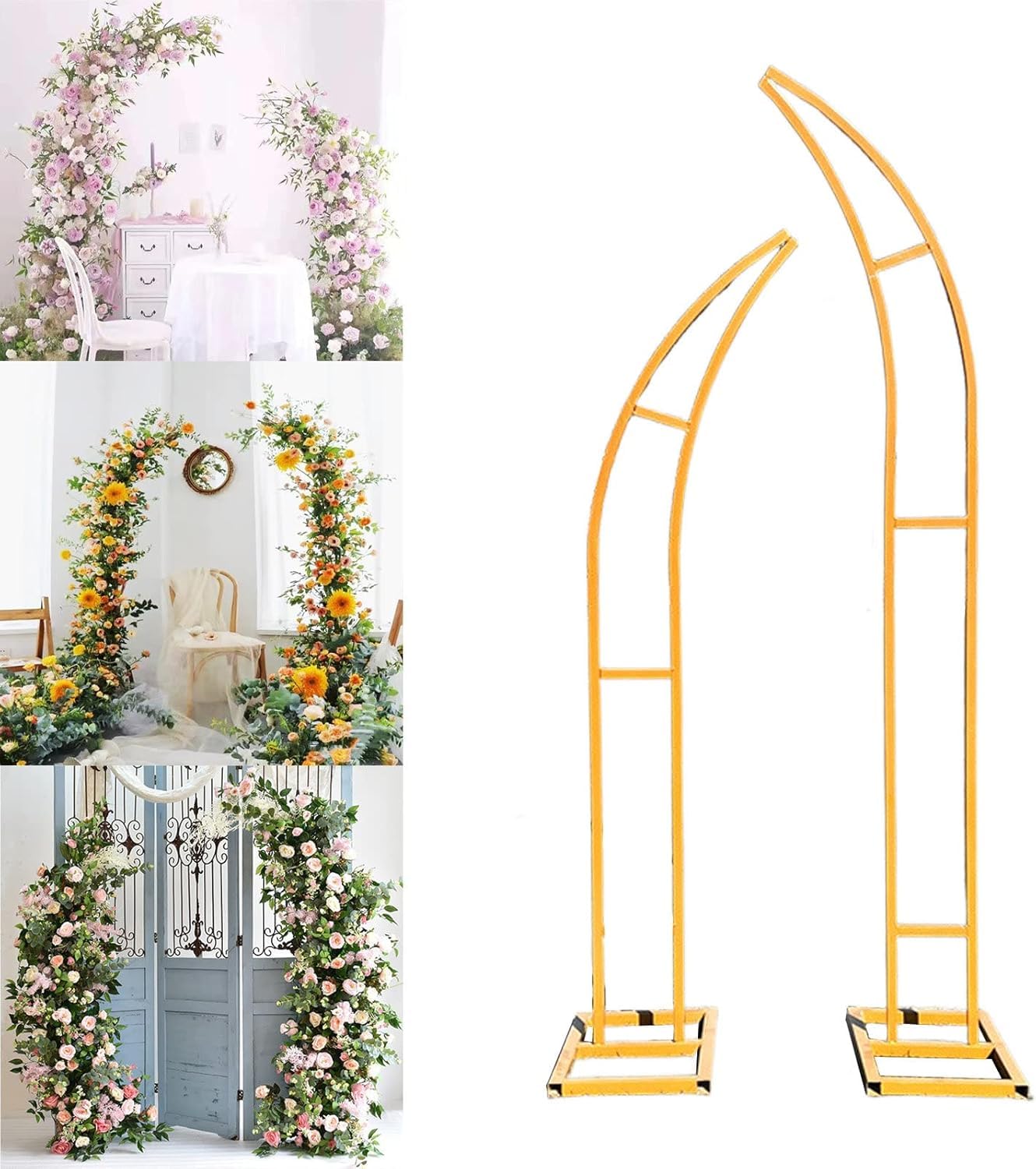 2 szt. łuk ogrodowy w kształcie księżyca, ceremonia ślubna łuki tło zestaw stojak z 5 szt. kwiatowy zestaw narzędzi, na wesela, tło, imprezę, imprezę, imprezę, dekoracja, 2 kombinacje kolorów / 3