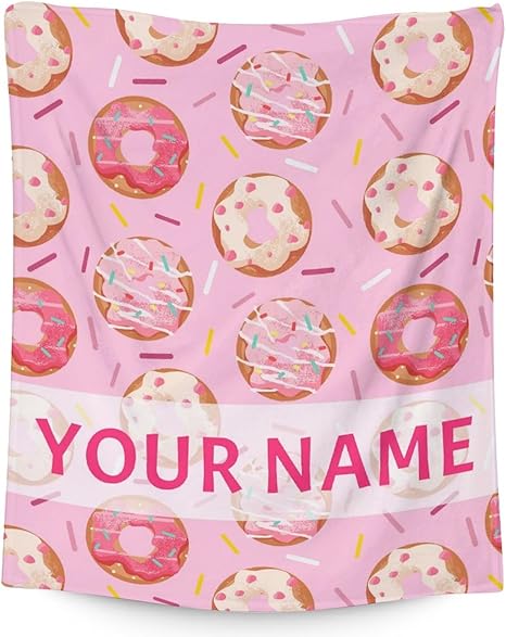 Girls Blanket - 40"x50" Cute Donut Throw Blanket Gifts for Kids & Adults - Personalized Pink Soft Fuzzy Doughnut Blanket for Couch & Living Room