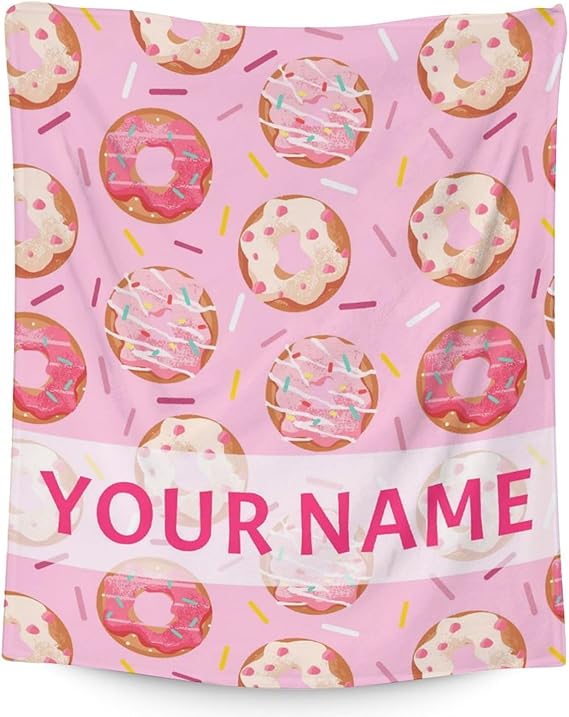 Girls Blanket - 40"x50" Cute Donut Throw Blanket Gifts for Kids & Adults - Personalized Pink Soft Fuzzy Doughnut Blanket for Couch & Living Room