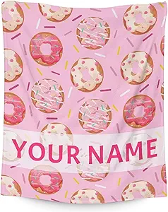 Girls Blanket - 40"x50" Cute Donut Throw Blanket Gifts for Kids & Adults - Personalized Pink Soft Fuzzy Doughnut Blanket for Couch & Living Room