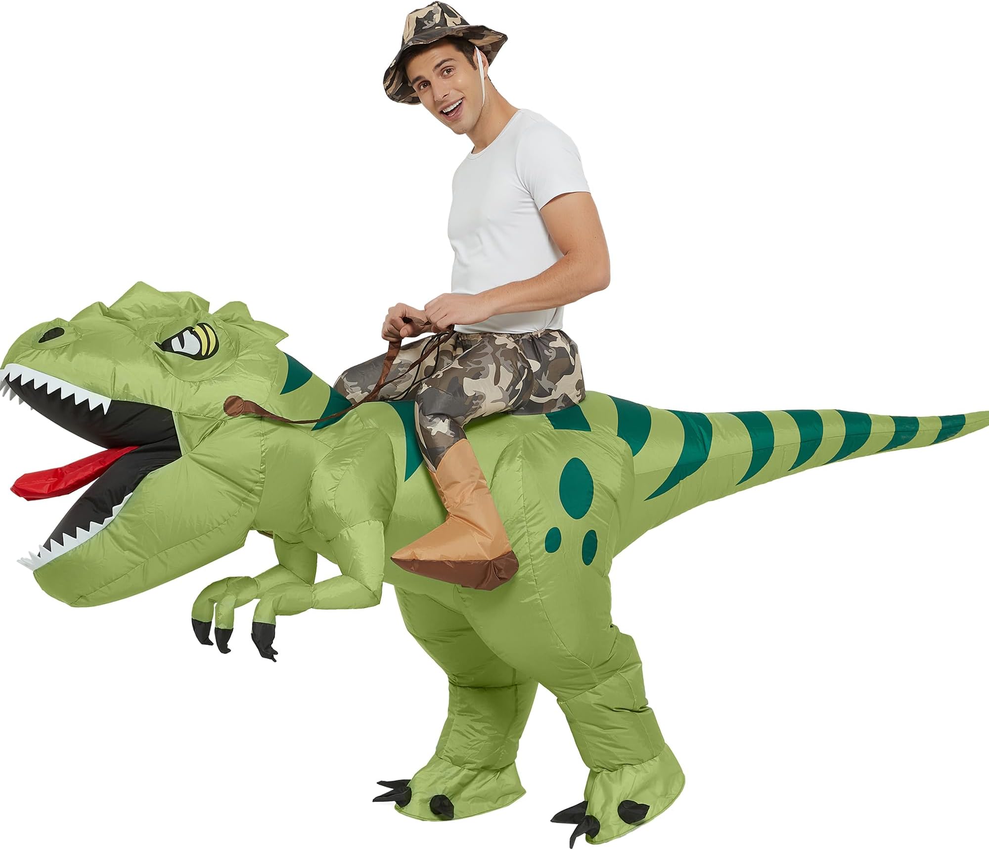 One Casa Inflatable Dinosaur Costume Riding T Rex Air Blow up Funny Fancy Dress Party Halloween Costume for Adult