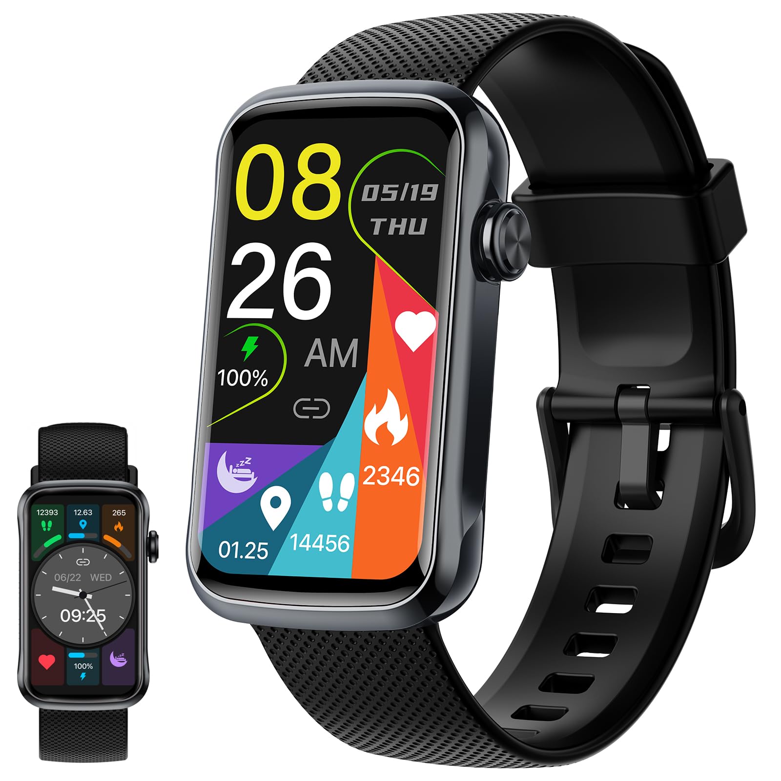 Reloj Inteligente Hombre Mujer, 1.47" HD Smartwatch con Whatsapp Notificación, Podómetro/Pulsómetro/SpO2/Monitor de Sueño, IP68 Pulsera Actividad con 24 Modos Deportivos, Smart Watch para Android iOS