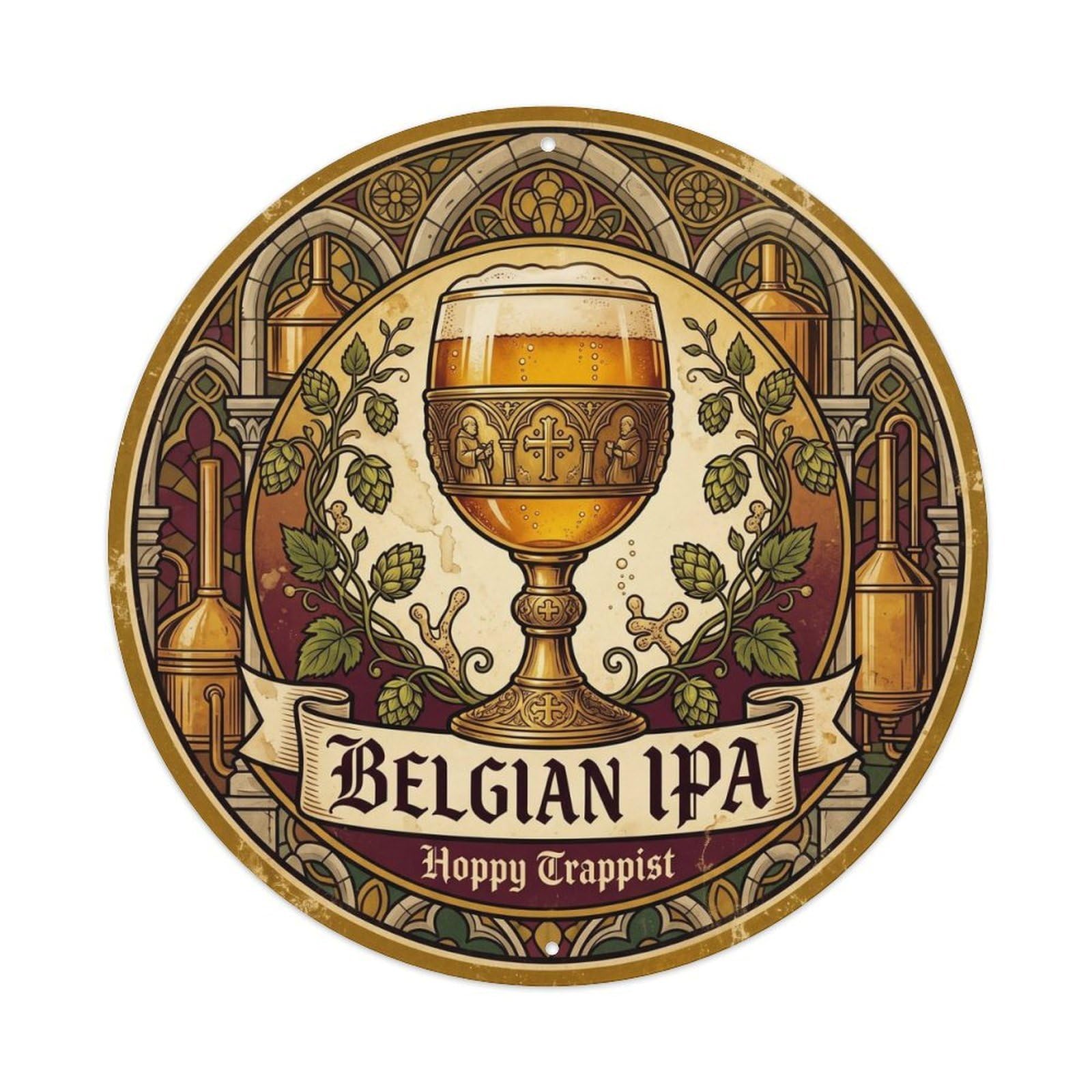 Belgian IPA Traditional Craft Beer Malt Hops Keg Tap Metal Tin Sign