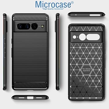 Microcase Google Pixel 7 Pro Brushed Carbon Fiber Silikon Kılıf - Siyah AL3332