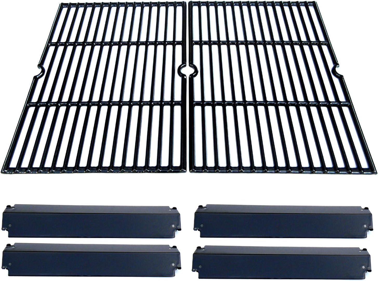 Direct store Parts Kit DG232 Replacement Heat Plates & Cooking Grill fits for Charbroil 463268606 463268007 463268008 463244011 463212511 463224611, Fits for Kenmore 415.166579 Porcelain Steel Heat Plate + Porcelain Cast Iron Cooking Grid