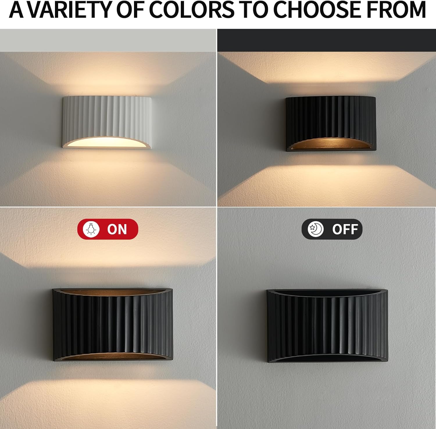 2 Pack Black Modern LED Wall Sconces Wall Lighting, Gypsum 3000K Warm White Indoor Hardwired Wall Mount Light Fixtures Lamp Up and Down for Living Room Bedroom Hallway Dining Room