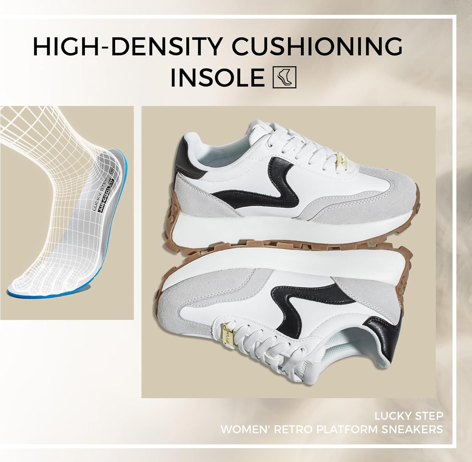 LUCKY STEP Women's Platform Retro Sneakers Classic Tennis Fashion Casual Anti-Slip Lace-up Walking Shoes Running Trendy Color Block Green Footwear - Image 8